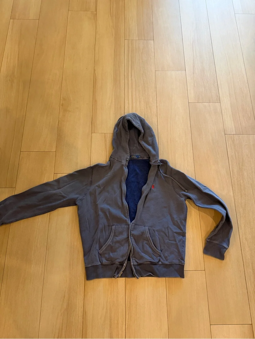 Polo by Ralph Lauren Men's Hooded Zip Jacket in Slate Gray with Navy Lining